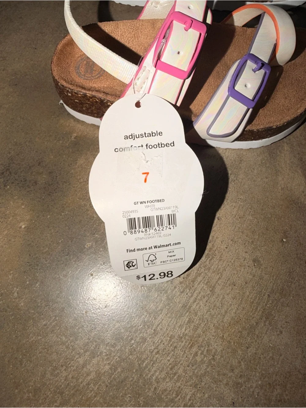 Wonder Nation Girls Iridescent Comfort Footbed Sandals Pink Purple NWT Size 7